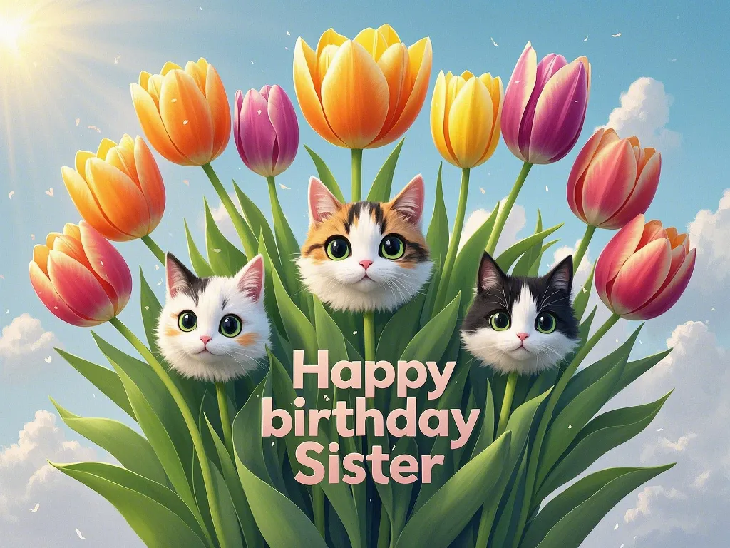 free happy birthday sister gifs with cute kittens
