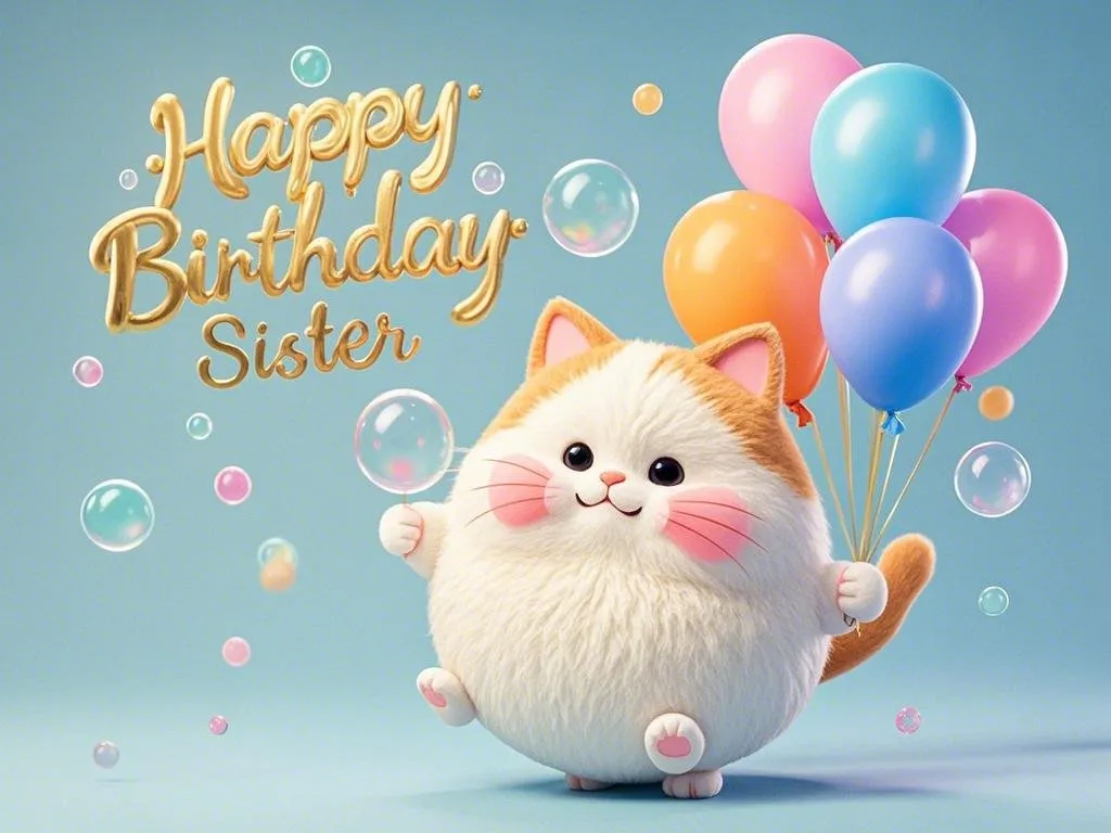 free happy birthday sister gifs with cute kittens