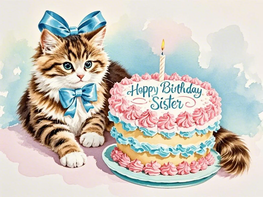 free happy birthday sister gifs with cute kittens