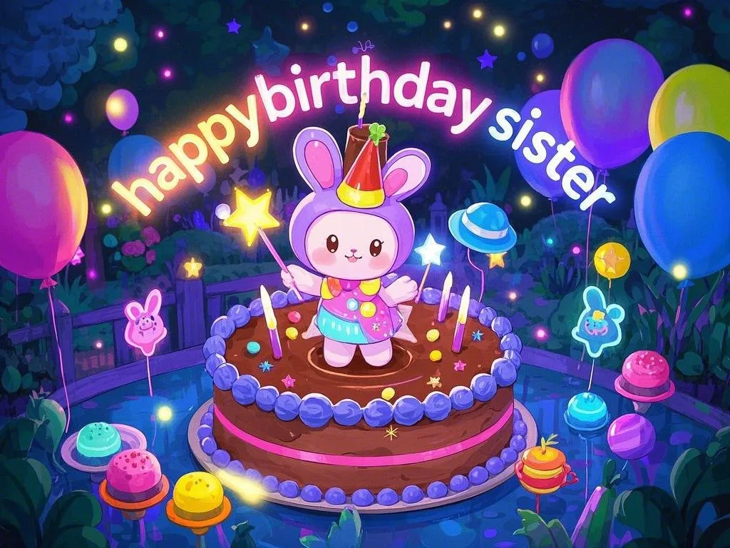 happy birthday sister gifs free in watercolor style