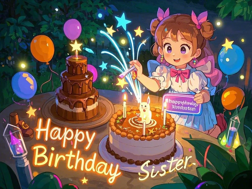 happy birthday sister gifs free in watercolor style