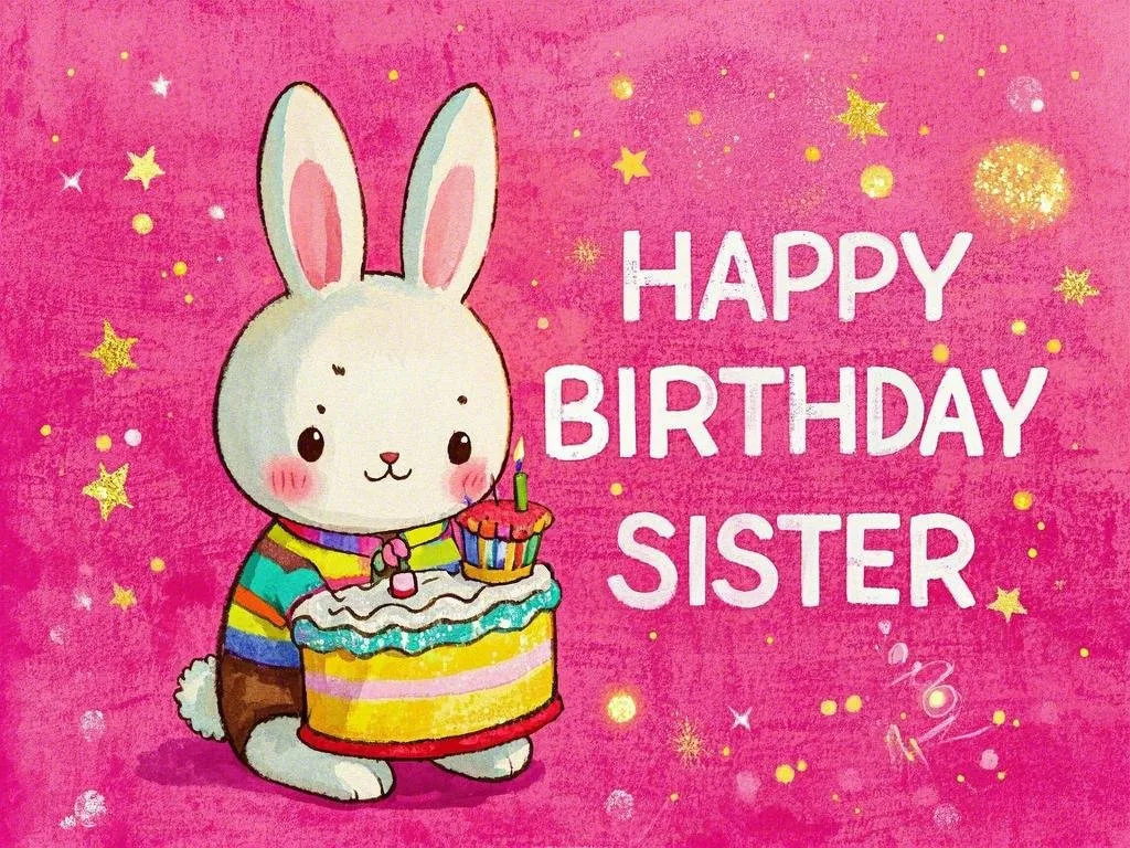 happy birthday sister gifs free in watercolor style