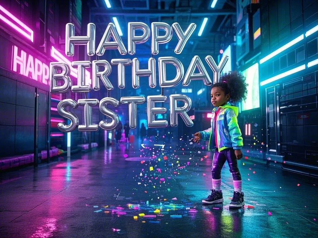 neon glow happy birthday sister gifs free to use
