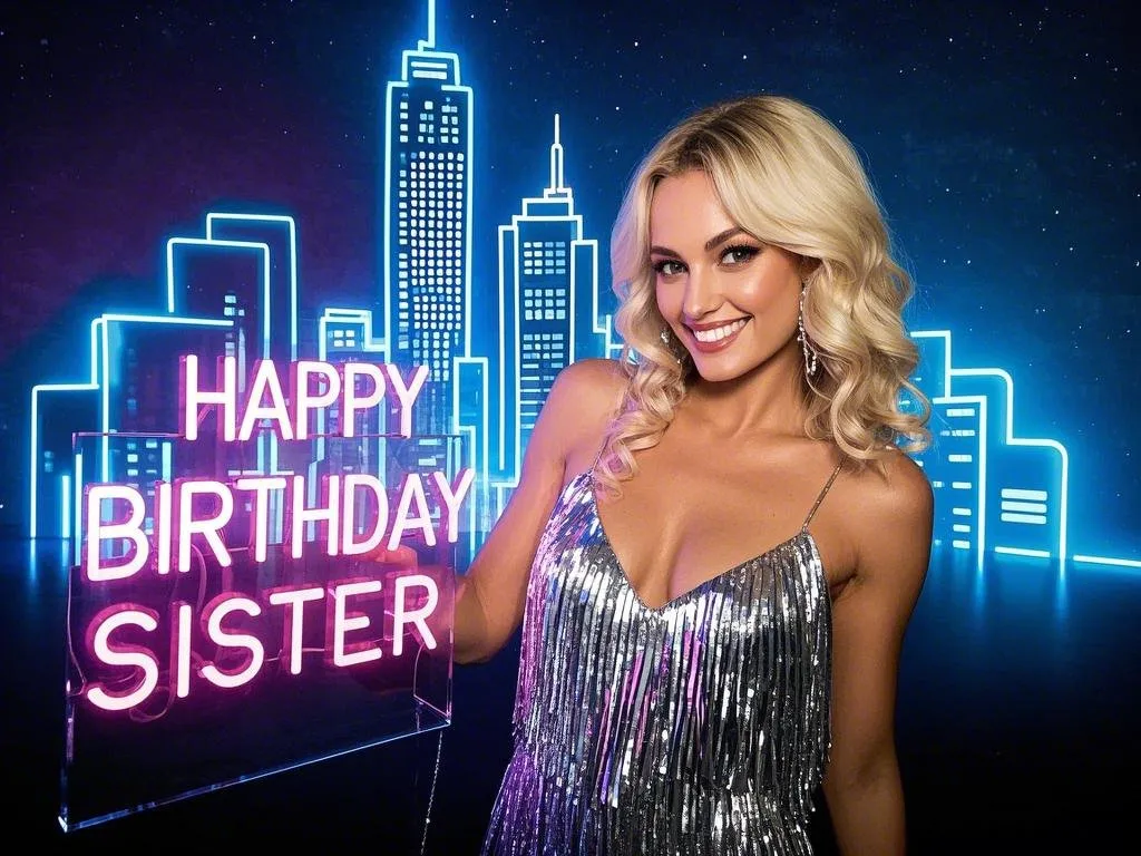 neon glow happy birthday sister gifs free to use