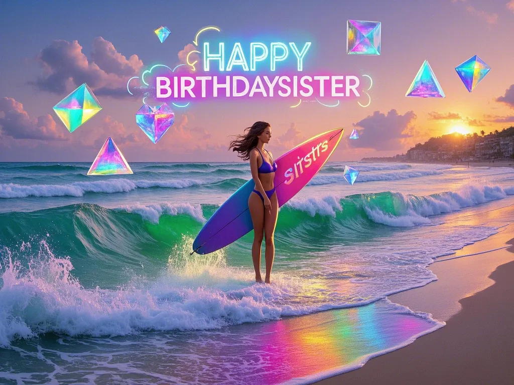 neon glow happy birthday sister gifs free to use