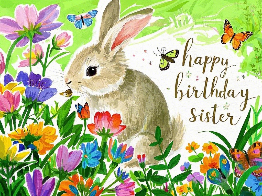 happy birthday sister images with butterflies and flowers