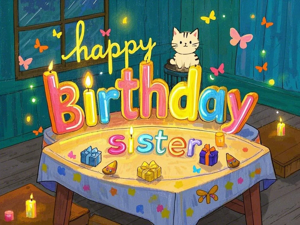 happy birthday sister images with colorful butterflies