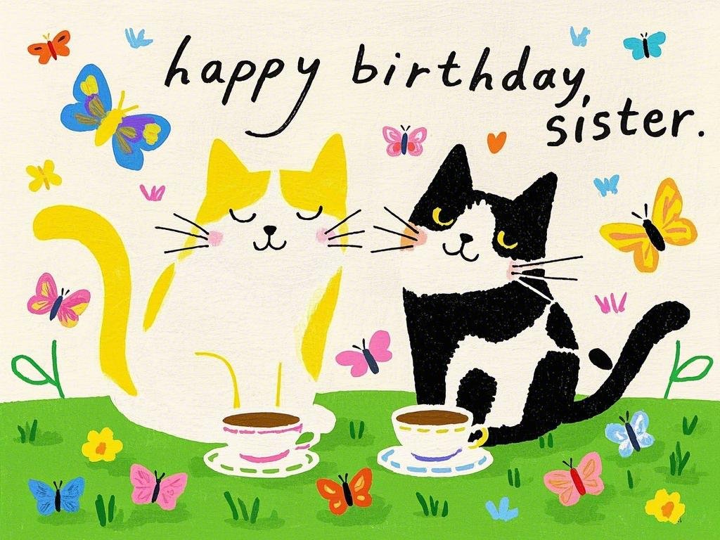 happy birthday sister images with colorful butterflies