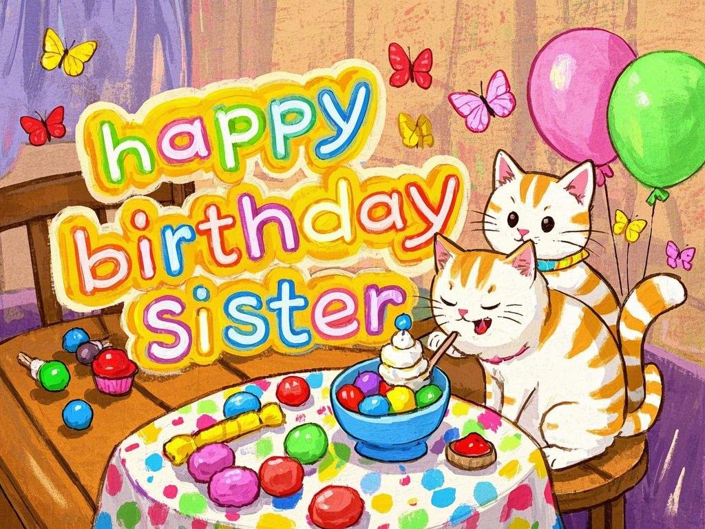 happy birthday sister images with colorful butterflies