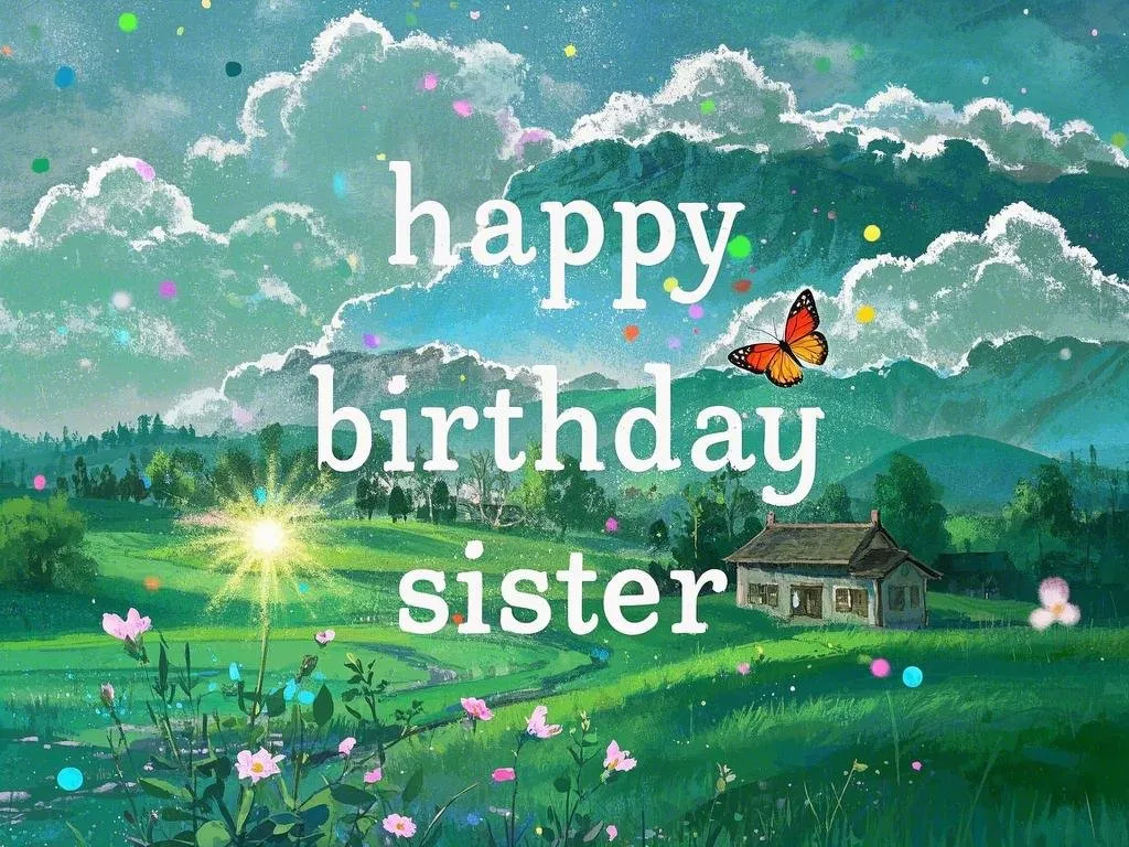 watercolor happy birthday sister images with butterflies