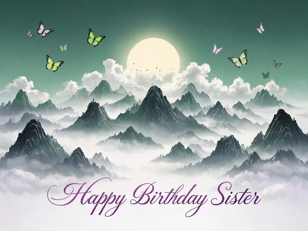 watercolor happy birthday sister images with butterflies