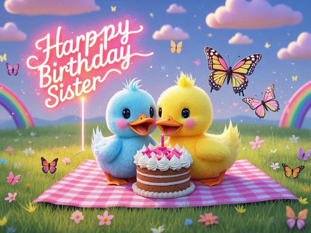 happy birthday sister images with butterflies and birthday cake