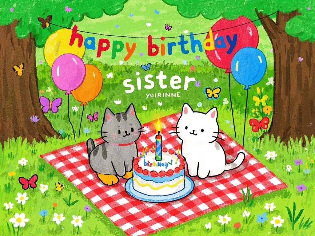 happy birthday sister images with butterflies and birthday cake