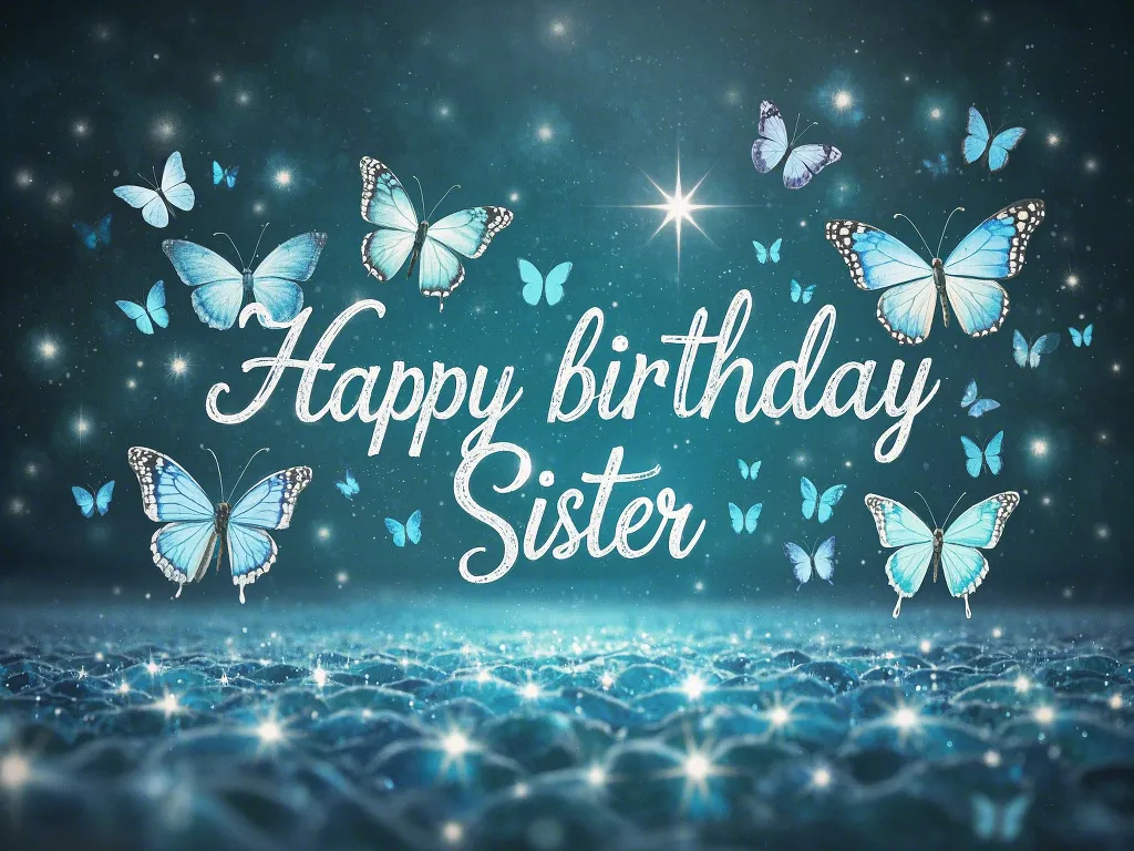 romantic happy birthday sister images with butterflies
