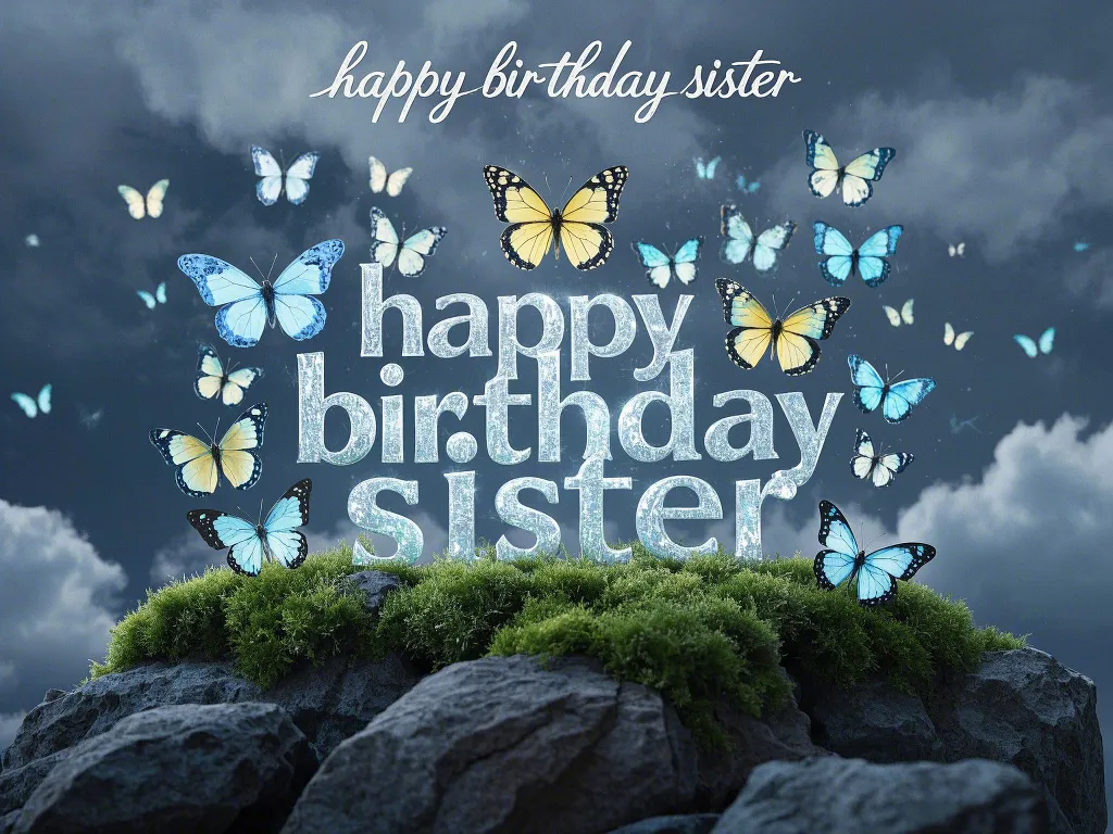 romantic happy birthday sister images with butterflies