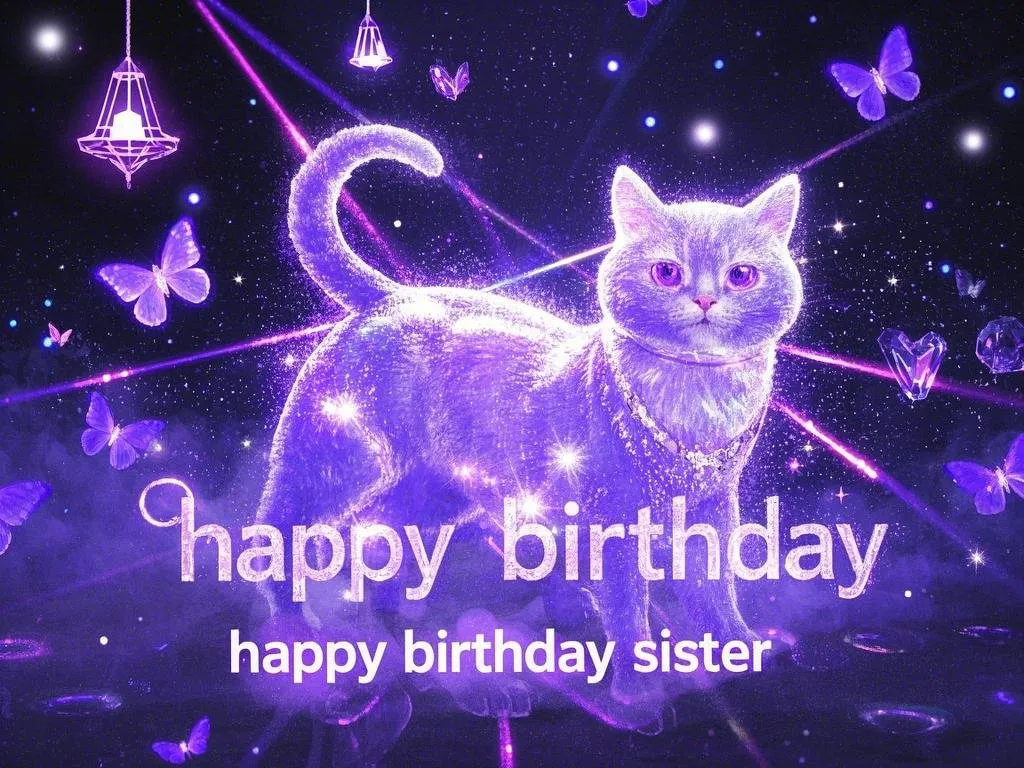 happy birthday sister images with butterflies and fairy lights