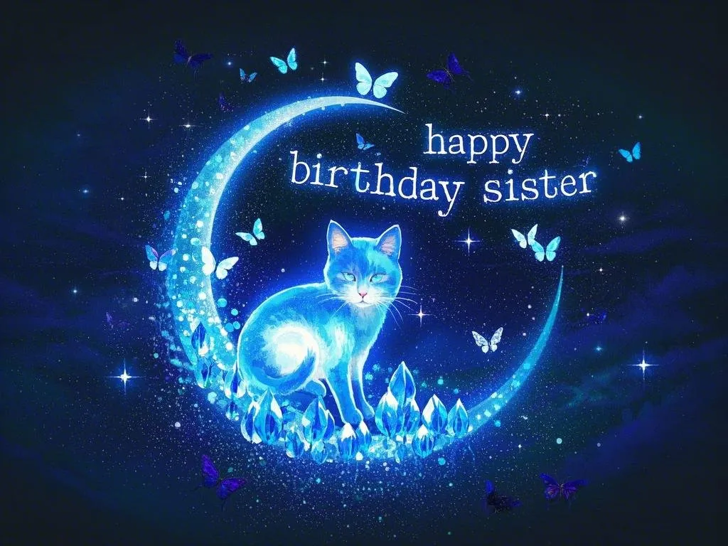 happy birthday sister images with butterflies and fairy lights