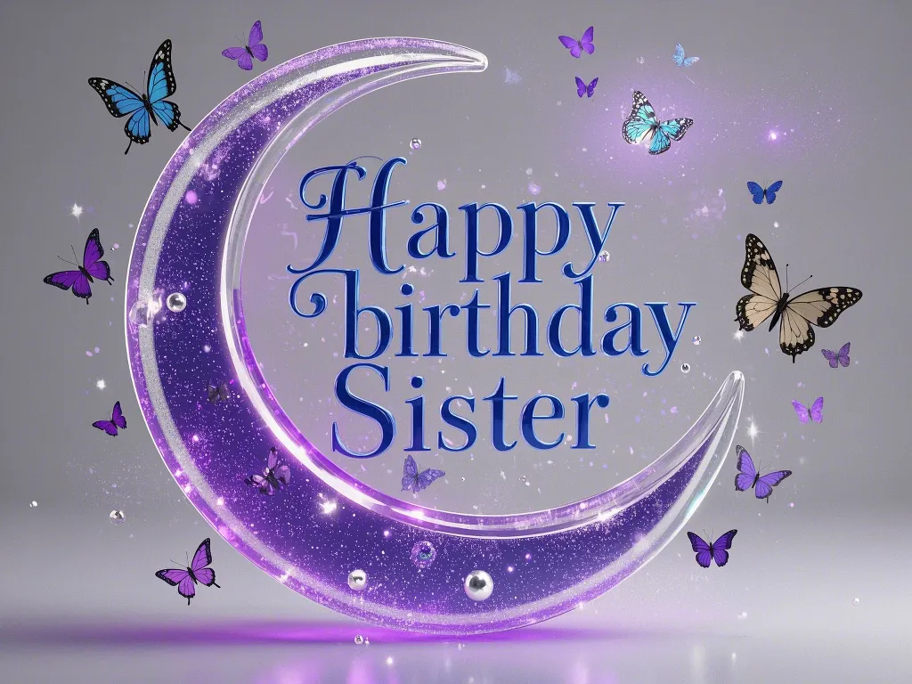 happy birthday sister images with butterflies and fairy lights