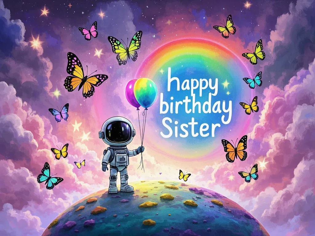 minimalist happy birthday sister images with butterflies