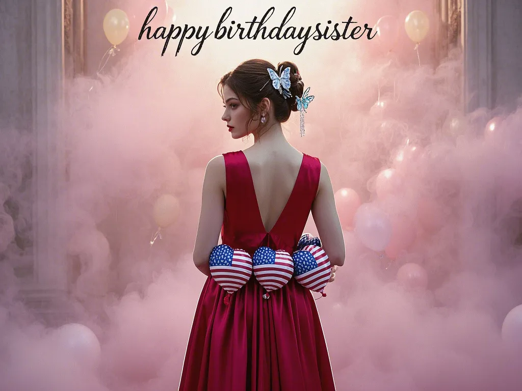 happy birthday little sister with american flag balloons gif