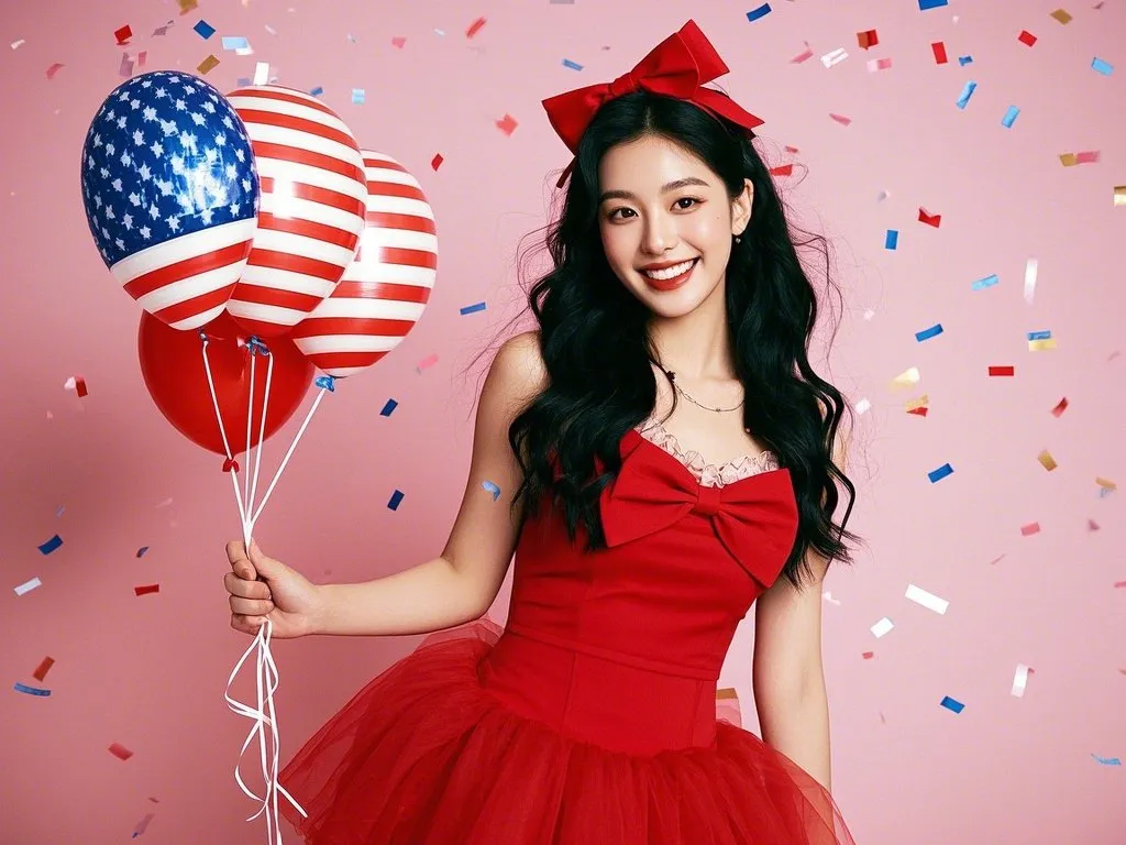 happy birthday little sister with american flag balloons gif