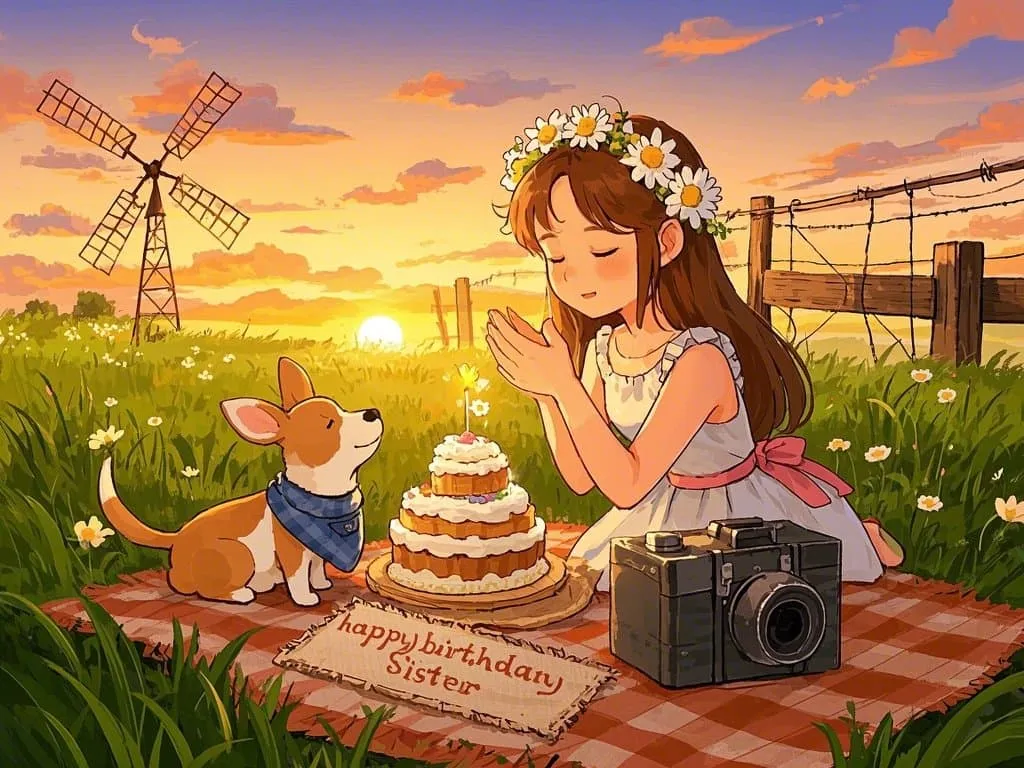 cute little sister blowing out birthday candles american style gif