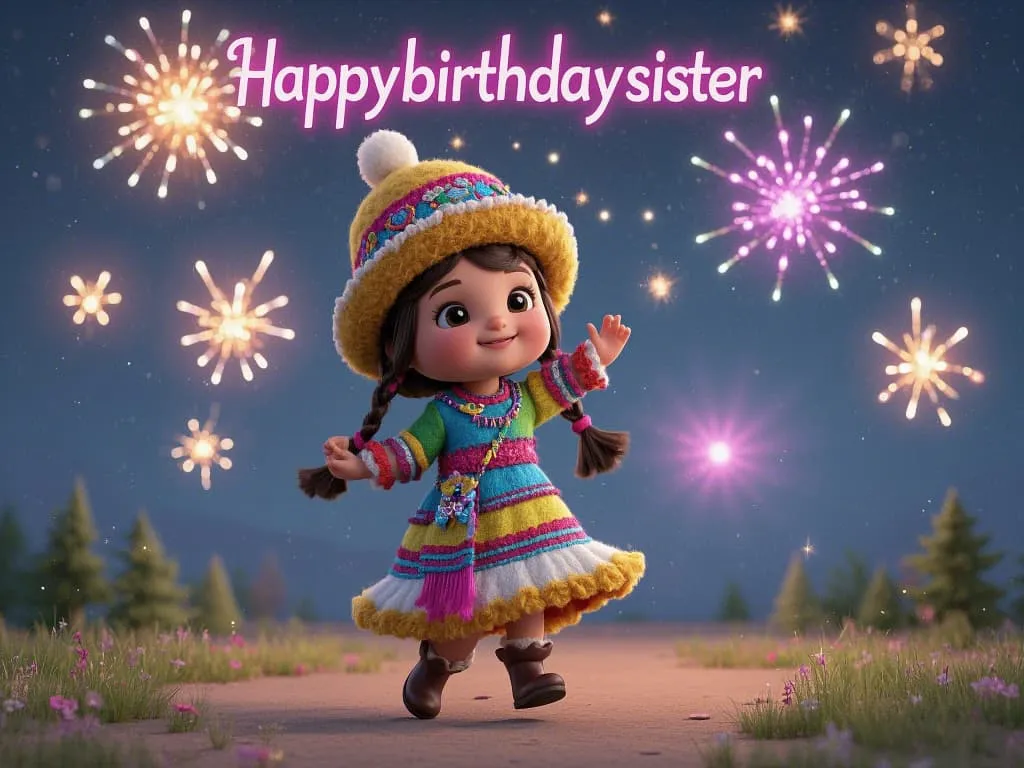 happy birthday little sister dancing with sparklers gif