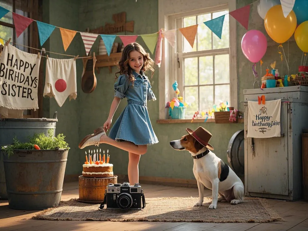 happy birthday little sister dancing with sparklers gif