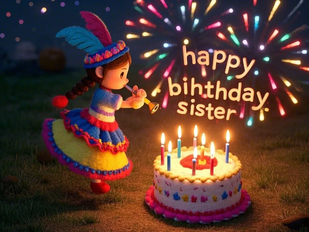 happy birthday little sister dancing with sparklers gif