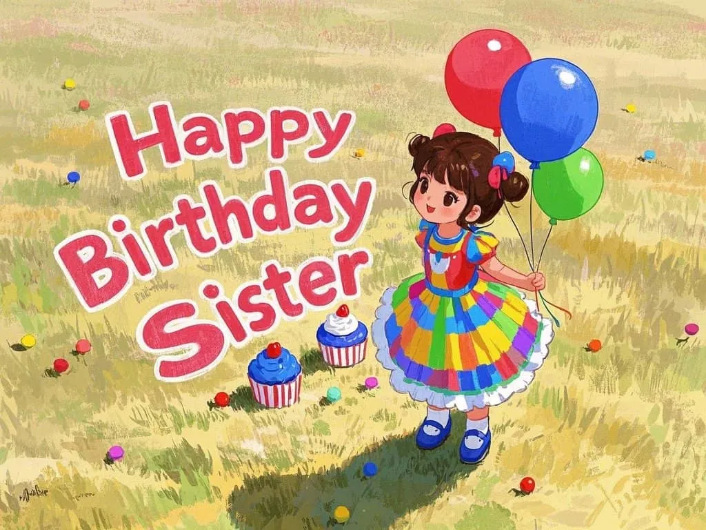 happy birthday little sister with red, white, and blue cupcakes gif