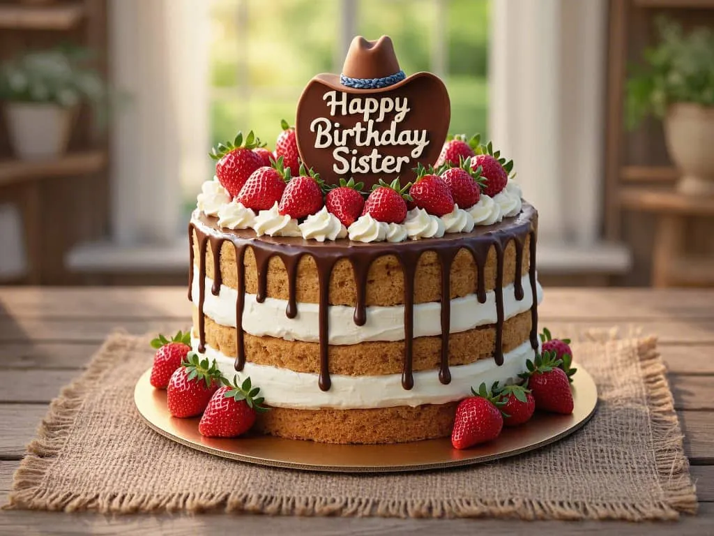 happy birthday little sister with american-themed birthday cake gif