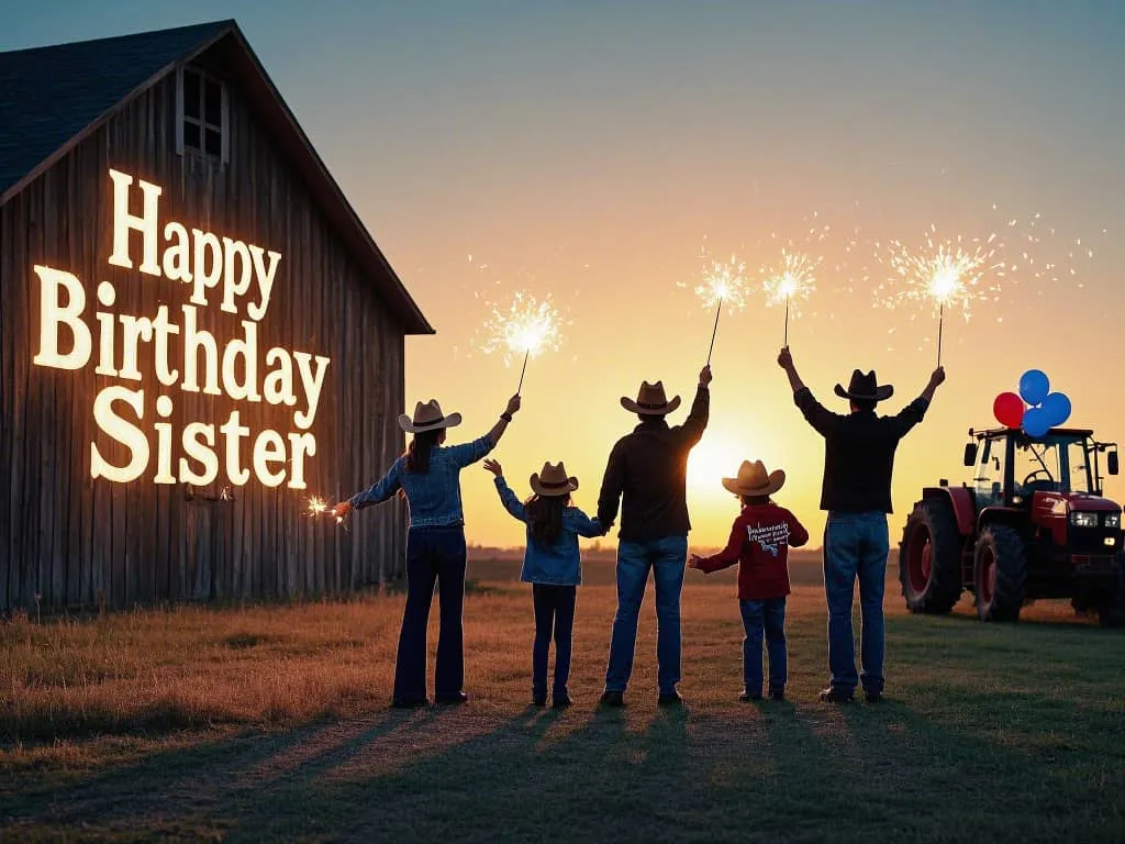 happy birthday little sister with family smiles and patriotic decorations gif