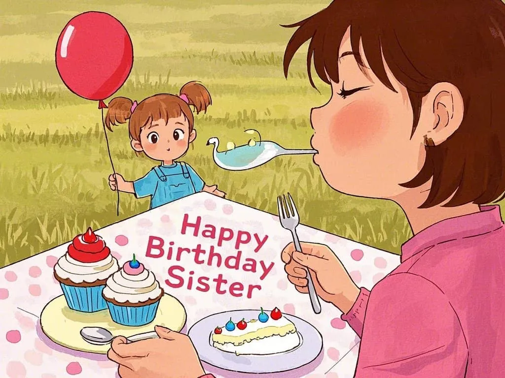 happy birthday little sister with family smiles and patriotic decorations gif