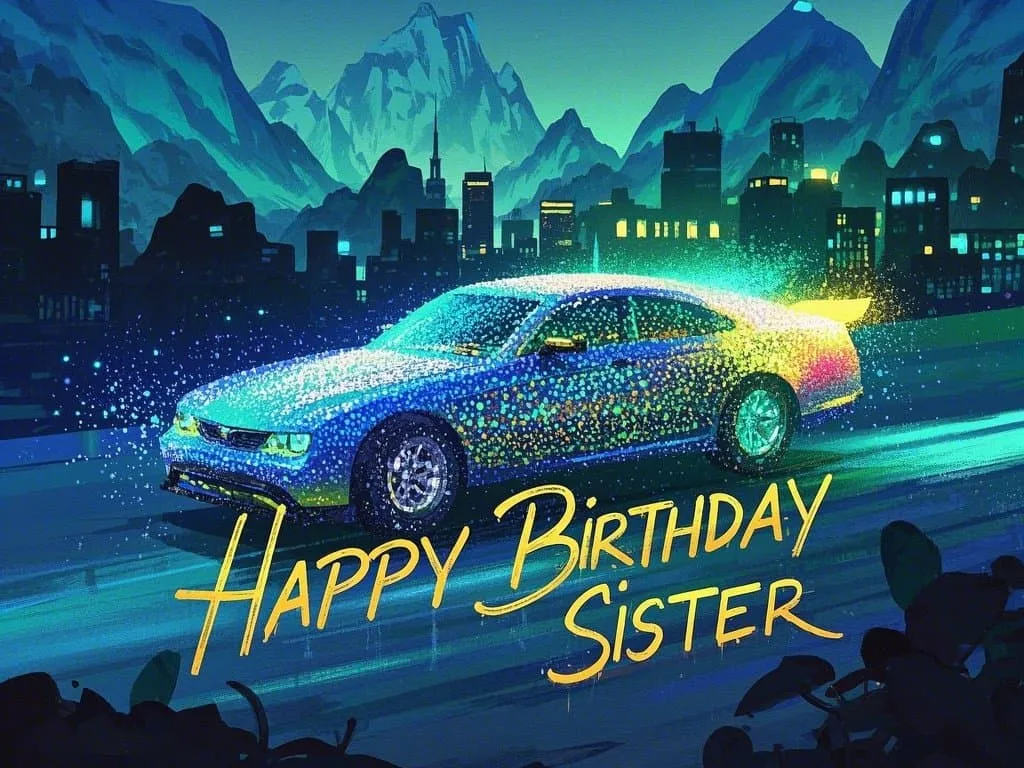 happy birthday sister meme sweet with classic american cars