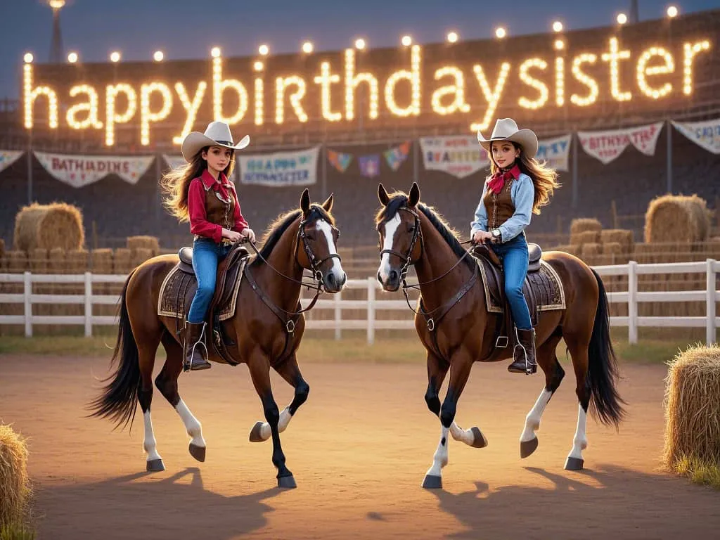 happy birthday sister meme sweet with american cowboy hats