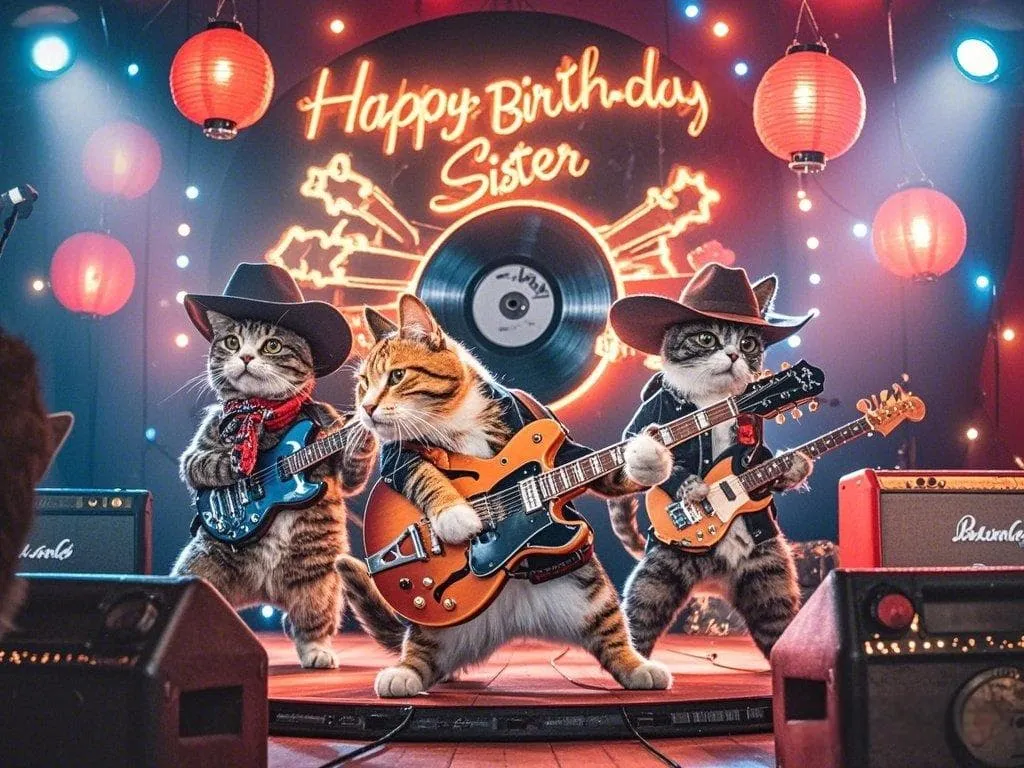 rocking sister 40th birthday wishes with cool american stylised pictures