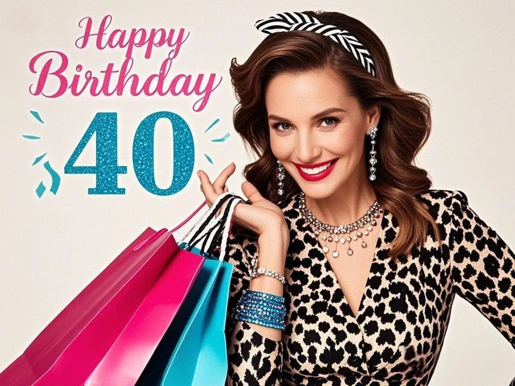 stylish 40th birthday greetings to my sister who loves shopping