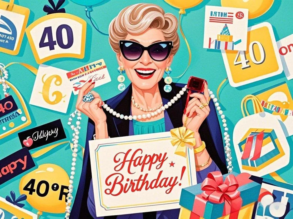 stylish 40th birthday greetings to my sister who loves shopping