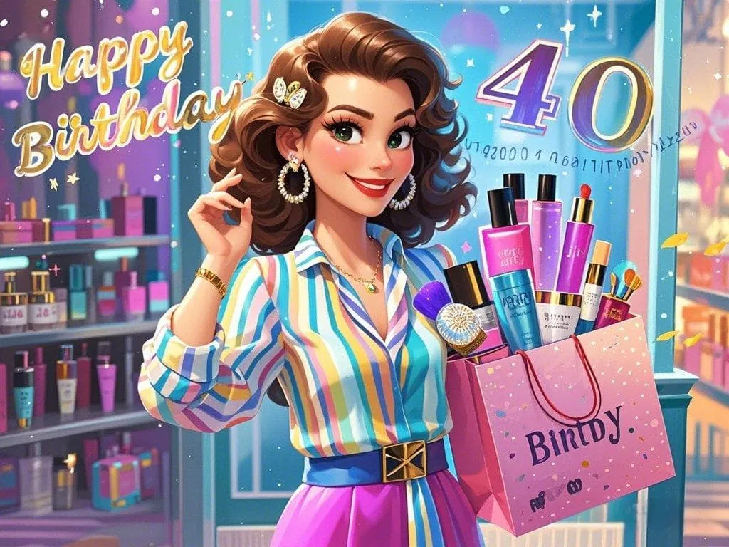 stylish 40th birthday greetings to my sister who loves shopping