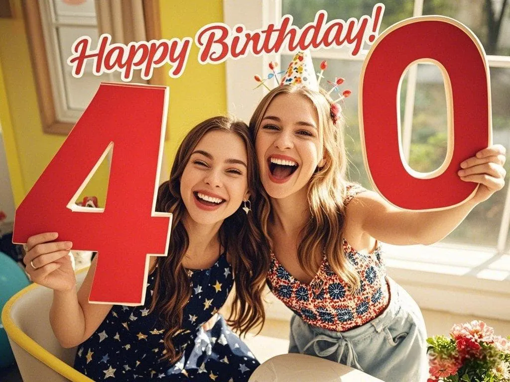 sisterly love wishes for sister's 40th birthday in american exaggerated style