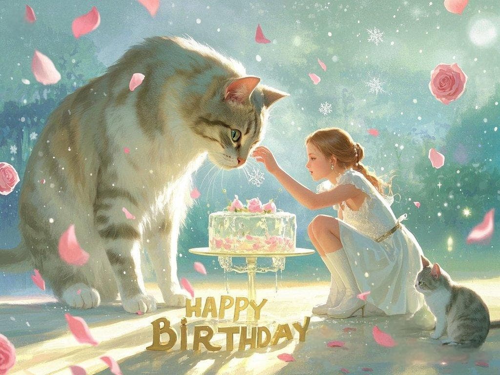 happy birthday friend images with cats