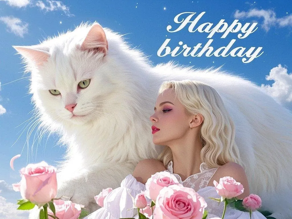 happy birthday friend images with cats
